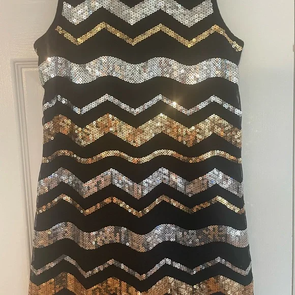 Pogo Club of NY Girls Size Large Sequins Gold Silver Layered Sleeveless Dress - Picture 4 of 4